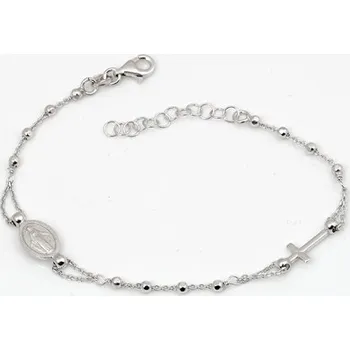 Náramek Stříbrný náramek růženec s křížkem a madonkou 69120F 16-19 cm