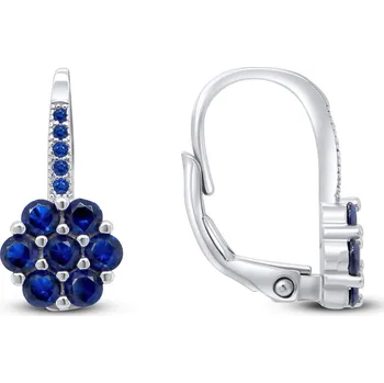 Náušnice Brilio Silver Stříbrné náušnice kytičky s tmavě modrými zirkony EA73 + 2 měsíce na vrácení zboží