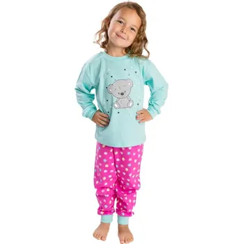 Chlapecké pyžamo BETTY MODE Dětské pyžamo dlouhý rukáv, Méďa na mátové Velikost: 104