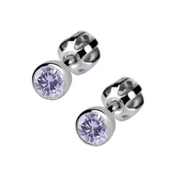 Náušnice Šperky4U Stříbrné náušnice se světle fialové kamínky 4 mm - ZB23067A-LA