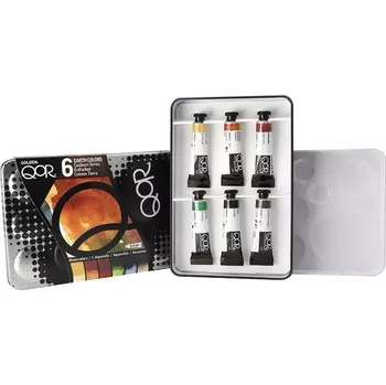 Vodová barva QoR Sada akvarelových barev – 6 x 5 ml – ZEMITÉ ODSTÍNY