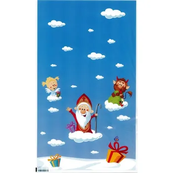 Vánoční dekorace Mikulášsky sáček PP 25x42 cm - Mikuláš, anděl a čert - 1 ks