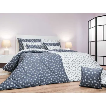 Povlečení DADKA VRACOV Povlečení bavlna Anežka bílá/tmavě šedá DUO 140x200, 70x90 cm