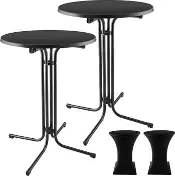 Zahradní stůl TecTake GmbH 406581 stůl eren skládací, s potahem 90x110cm - černá,sada 2 kusů