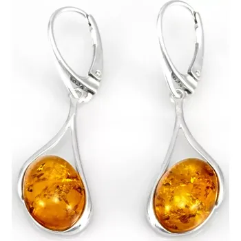 Náušnice Stříbrné náušnice (Ag 925/1000) s jantarem QA, oválky cca 15 x 11 mm (JA5094U)