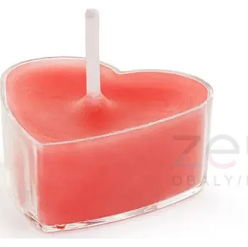 Svíčka Svíčka čajová 'srdce' pr. 4 cm (10 ks) - červená