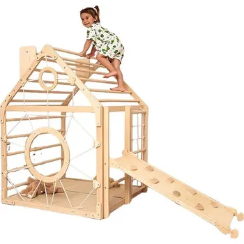 Dětské hřiště Piccolino Montessori Domeček Home natural se skluzavkou a rampou
