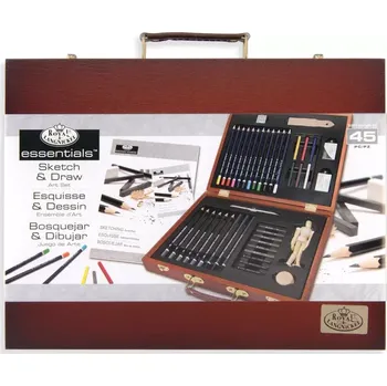 Výtvarná sada Sada na skicování a kreslení v dřevěném boxu Royal Langnickel - sada 45 ks