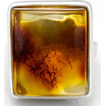 Prsten Stříbrný prsten (Ag 925/1000) s baltským jantarem QAA, vel. kamene cca 22 x 20 mm, "med s krajkou v barvě koňaku II", VELIKOST 55 (JA1423R)