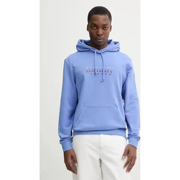 Pánská mikina Bavlněná mikina Tommy Jeans pánská, fialová barva, s kapucí, hladká, DM0DM22642 54X, vel. S