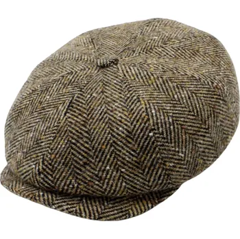 Čepice Fiebig - Headwear since 1903 Zimní hnědá bekovka Hatteras- Vlna Tweed / Bekovka peaky blinders Velikost: 59 cm (L)