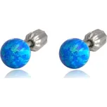 Šperky4U Stříbrné náušnice s modrým opálem - ZB8362-OP05