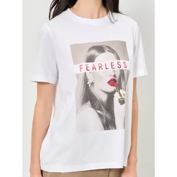 Dámská móda Sinsay - Bavlněné oversize tričko s potiskem - bílá - 586EU-00X - 586EU-00X-L