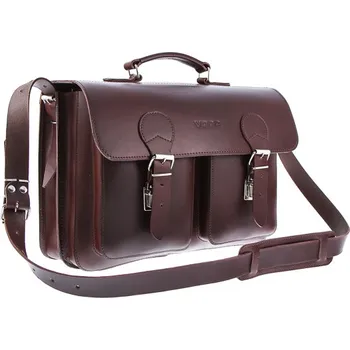 Pánská aktovka VOOC Velká 3v1 vintage taška na notebook - pravá kůže; hnědá