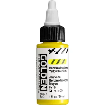 GOLDEN High Flow akrylový inkoust - 30 ml 8553 - Benzimidazolone Yellow Medium (3)