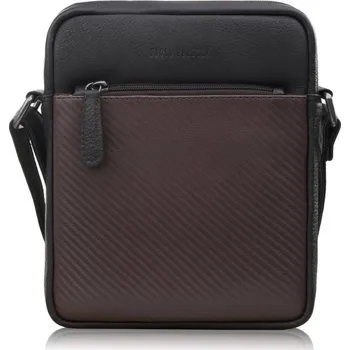 Paolo Peruzzi Pánská kožená taška přes rameno s karbonovou ražbou Peruzzi; hnědá