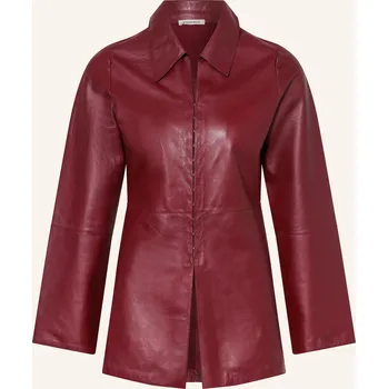 Dámská halenka By Malene Birger Dámská Košile Alleys Z Kůže, tmavě červená, 38
