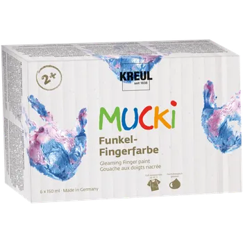 Speciální výtvarná barva KREUL Sada třpytivých prstových barev MUCKI - 6 x 150 ml