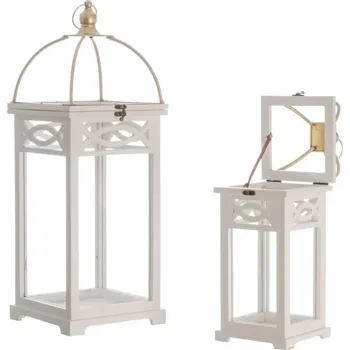 Party dekorace PARIS DEKORACE Sada 2 bílých dřevěných lucern