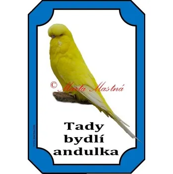 Cedulka andulka žlutá - papoušek vlnkovaný - Bez samolepicí vrstvy