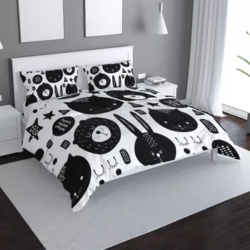 Povlečení Sablio Povlečení Kočička a medvěd - 140x200 / 90x70