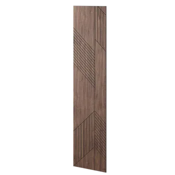 Obklad Lamele 3D Velkoformátový lamelový panel OSLO - DÝHA Z AMERICKÉHO OŘECHU, 600 x 2750 mm, ČERNÝ MDF PANEL