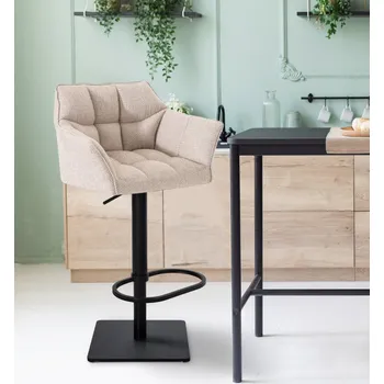 Barová židle 2 ks / set barová židle Deluso látkový potah, černá, slonová kost