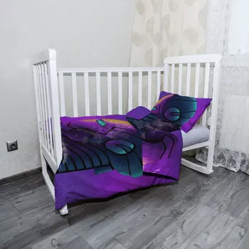 Povlečení Sablio Mikroplyšové dětské povlečení do postýlky Iron Man Helma na fialové - 120x90 / 40x60