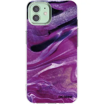 Pouzdro na mobilní telefon Picasee silikonový průhledný obal pro Apple iPhone 12 Pro - Purple glitter