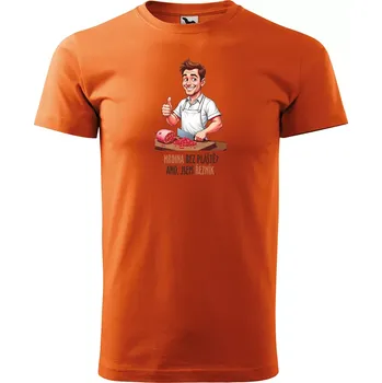 Pánské tričko Sablio Tričko s potiskem Ano, jsem řezník - oranžové M