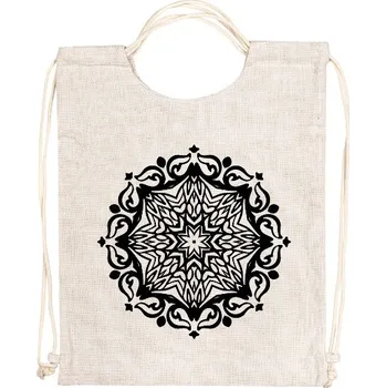 Sportovní vak Vak na záda - lněný vzhled s potiskem Lněný vak mandala
