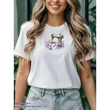 Dámské tričko Trička s potiskem Tričko s potiskem, LEVANDULE šicí stroj, 1 ks zvolte VELIKOST textilu ZDE:: 3XL- velikost typ Beagle