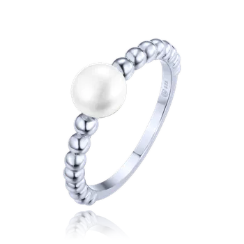 Souprava šperků MINET Stříbrný prsten s perlou a kuličkami vel. 55 JMAS7056SR55
