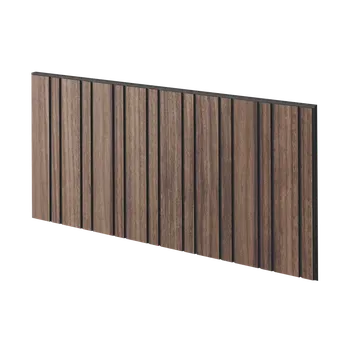 Lamele 3D Lamelový panel HAARLEM - DÝHA Z AMERICKÉHO OŘECHU, 600 x 300 mm, ČERNÝ MDF PANEL