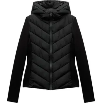 Dámská zimní bunda Polyesterová bunda na zip s kapucí Teplý pohodlný kabát pro chladné počasí Hřejivá zimní bunda pro každodenní nošení černá M