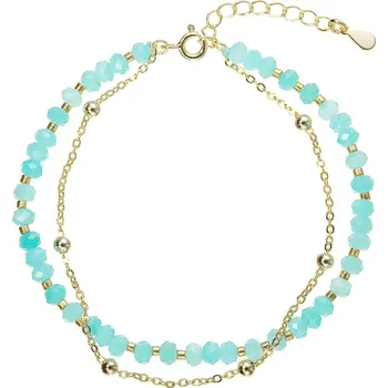 Náramek EVOLUTION GROUP CZ Pozlacený dvojitý náramek s amazonity - 13115.3