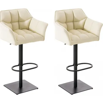 Barová židle 2 ks / set barová židle Deluso syntetická kůže, černá, krémová