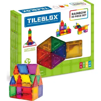 ostatní stavebnice Magnetické stavebnice TILEBLOX duhová sada s magnetickou tabulí, 30 dílů