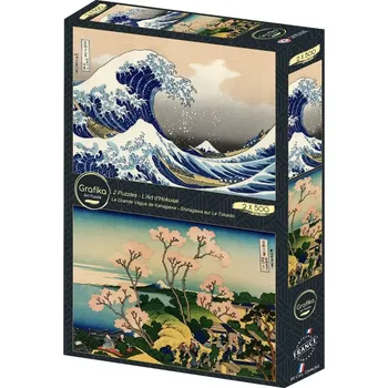 Puzzle Puzzle Velká vlna u pobřeží Kanagawy a Městská oblast Šinagawa 2×500 dílků