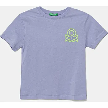 Dětské bavlněné tričko United Colors of Benetton fialová barva, s potiskem, 3I1XG10JO 3I1XG10JO.P.Seasonal 04X, vel. 90