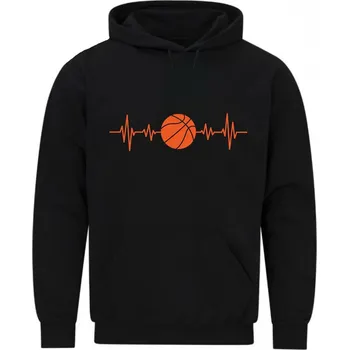 Pánská mikina Pánská mikina Oranžový Kardiogram a Basketbal (Velikost: 5XL, Barva: Černá)