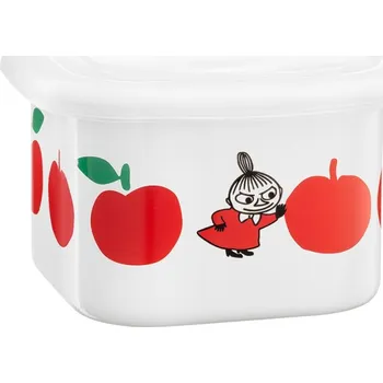 Talíř Muurla Dóza s víkem Moomin Joyful Apples 0,67l, smalt / bílo-červená