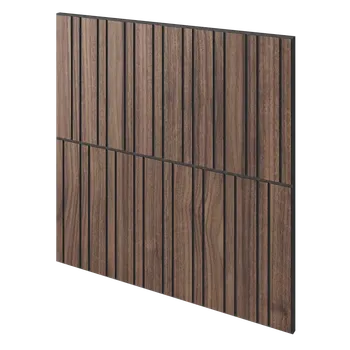 Lamele 3D Lamelový panel AMSTERDAM - DÝHA Z AMERICKÉHO OŘECHU, 600 x 600 mm, ČERNÝ MDF PANEL