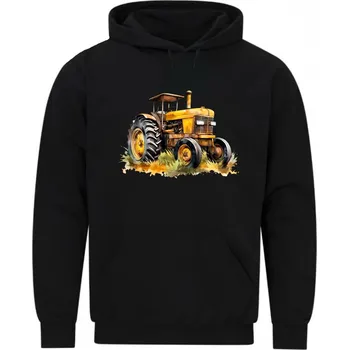 Pánská mikina Pánská mikina Žlutý Traktor na Poli (Velikost: 5XL, Barva: Černá)