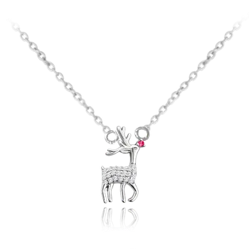 Náhrdelník MINET Vánoční stříbrný náhrdelník REINDEER