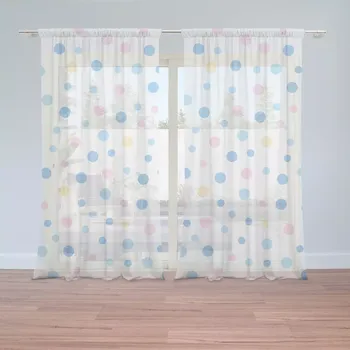 Záclona Sablio Záclony Barevné puntíky na bílé: 2ks 150x250cm