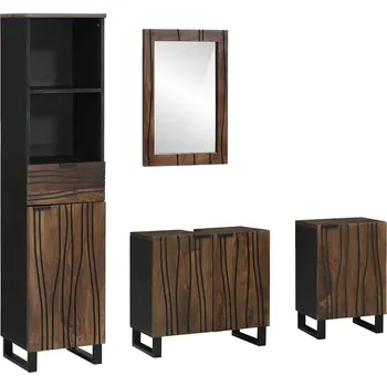 Koupelnový nábytek Sada koupelnového nábytku s policí 4 pcs Bílá kompozitní dřevo Bílá3310056