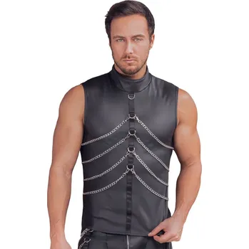 Pánské erotické prádlo NEK Sleeveless Cool Matte Look Shirt with Chains 2162008 Black Velikost XXL