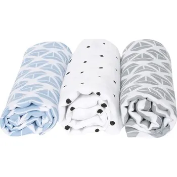 látková plena MOTHERHOOD Plena mušelínová 3ks Blue Boats 70x80 cm