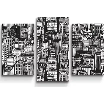 Obraz Sablio Obraz - 3-dílný Kreslené mrakodrapy - 75x50 cm